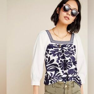 Anthropologie Maeve Liyah Embroidered Blouse